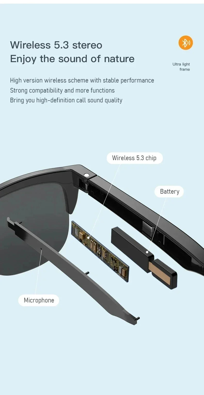 Xiaomi MIJIA Smart Sunglasses Glasses Bluetooth Call Outdoor Sports Headphones HIFI Blue Light Waterproof Anti-UV For Men Women
